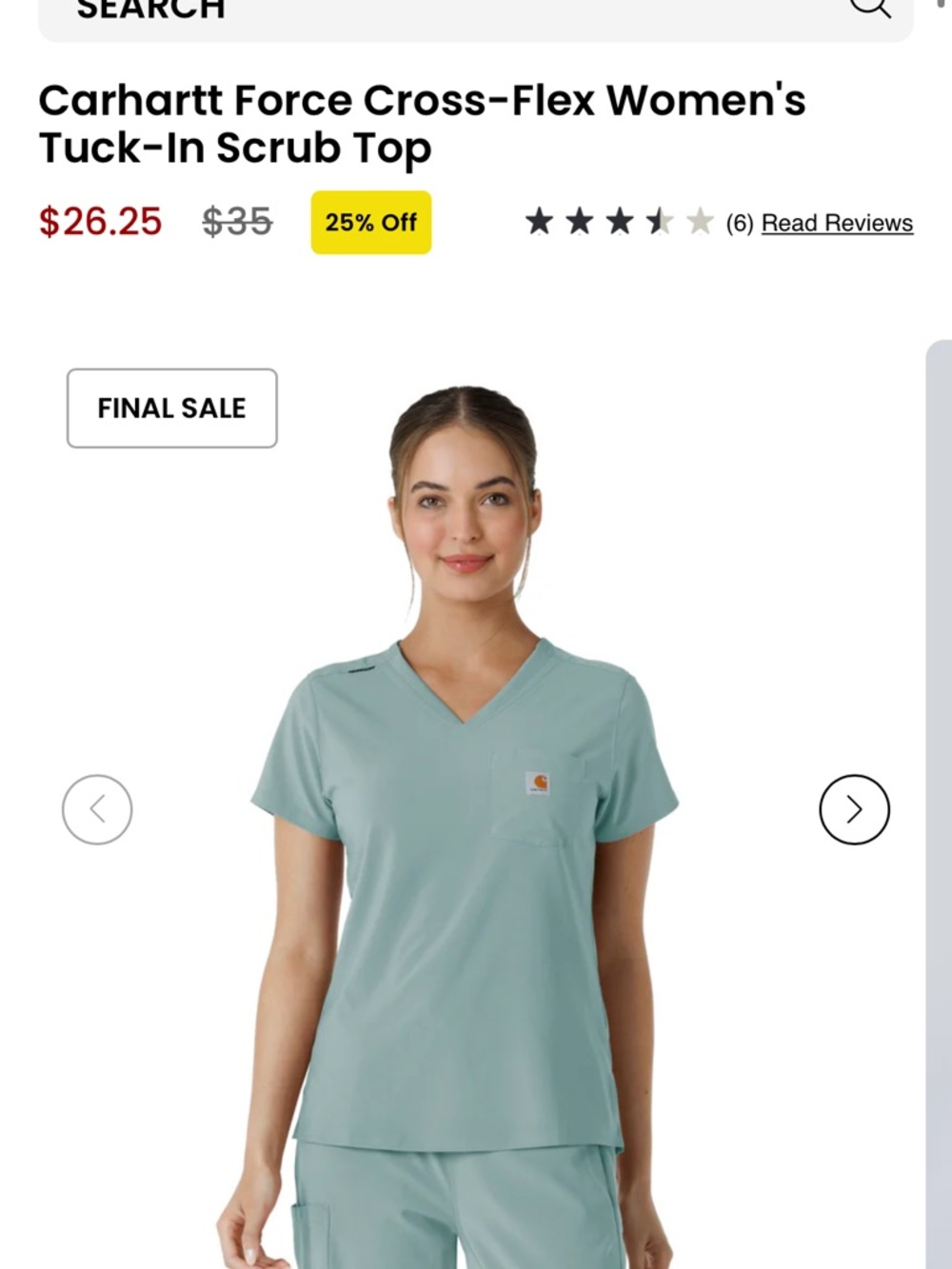 Carhartt Women's Tuck-In Scrub Top in Sage Green